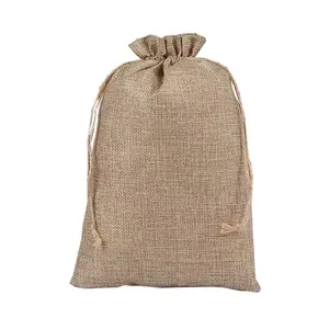 Stock Ready To Ship Reusable Dust Drawstring Jute Sacks Date Coin Record Burlap Bags Jute Tote Pouches For Cocoa Bags Packaging