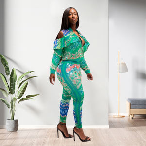 10910-MX5 con cerniera elastica Plus Size aderente con stampa due pezzi Set di abbigliamento da donna Sehe Fashion - Product Image 3