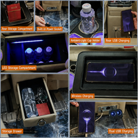 Boîte d'accoudoir centrale pour MPV 6 places compatible avec Toyota Noah Voxy Granvia Vellfire Land Cruiser, avec porte-gobelets et éclairage LED