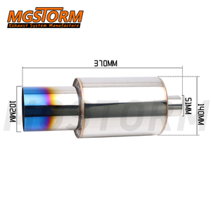 Tubo de escape de acero inoxidable de 2 pulgadas de entrada, 4 pulgadas de salida, 5.5 pulgadas de cuerpo y 14.6 pulgadas de longitud total, silenciador de escape recto para automóvil - Product Image 2