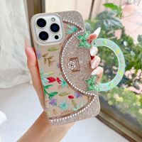 Coque de luxe scintillante pour iPhone 18 17 Pro Max avec cordon de maintien et béquille, étui arrière antichoc orné de strass étincelants