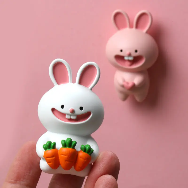 Coniglietto carino magnete da frigo creativo in resina 3d Hare abbraccio magnete da frigorifero per carote esportato in Russia UK Korea