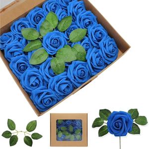 กล่องของขวัญดอกกุหลาบโฟมสีชมพู 24 ชิ้น พร้อมใบไม้ สำหรับตกแต่งงานแต่งงานและวันวาเลนไทน์ - Product Image 4