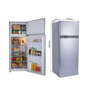 Réfrigérateur domestique 218L <span class=keywords><strong>en</strong></span> acier inoxydable argenté <span class=keywords><strong>avec</strong></span> congélateur supérieur et réfrigérateur inférieur, portable, solaire, pour usage domestique - Product Image 2