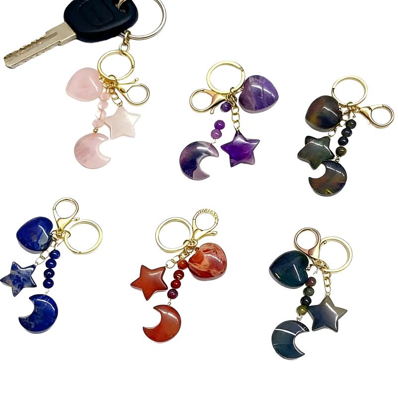 moon and star heart keychain