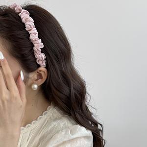 Serre-tête plissé en satin Super Féerique, style japonais et coréen, doux et élégant, en résine plastique, fait main, pour mariage - Product Image 3