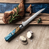 Couteaux à désosser professionnels de haute qualité 6 pouces 10CR15MOV damas couteau à désosser du chef de cuisine Laser en acier au carbone