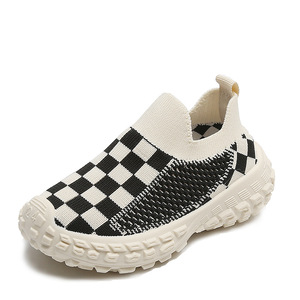 Primavera Otoño Niños <span class=keywords><strong>Zapatillas</strong></span> Color-Block Blanco y negro a cuadros niños <span class=keywords><strong>zapatillas</strong></span> Estudiantes niños zapatos deportivos niños <span class=keywords><strong>zapatillas</strong></span> - Product Image 1