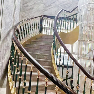 Rampe d'escalier artistique <span class=keywords><strong>en</strong></span> aluminium, main courante moderne et minimaliste pour intérieur, <span class=keywords><strong>en</strong></span> alliage de laiton massif, <span class=keywords><strong>balustrade</strong></span> sculptée à fixation au sol - Product Image 1