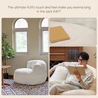 Fauteuil pouf en forme de croissant N&V, lavable, une place, rembourrage en mousse haute densité, velours côtelé doux de qualité supérieure, salon, chambre à coucher, dortoir