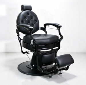 Fauteuil de Barbier Moderne en Similicuir avec Pompe Hydraulique, Hauteur Réglable, Inclinable, Base Pivotante Ronde, Mobilier de Salon - Product Image 1