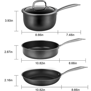 Juego de Ollas y Sartenes de Cocina de 4 Piezas de Aleación de Aluminio, Revestimiento Cerámico Antiadherente, Tapas de Vidrio, Asas de Acero Inoxidable, Aptas para Lavavajillas y Horno - Product Image 2
