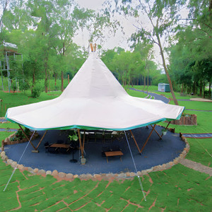 Oxford Cloth Outdoor Tipi Tent <b>Waterproof</b> <b>Sunscreen</b> Large Indian Tent 132 sqm Large Camping Tent - Product Image 6