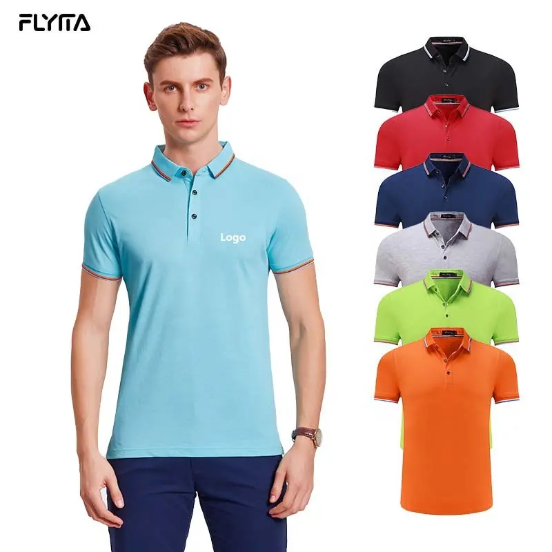 Hot Selling Custom ized Logo Golf T-Shirt Baumwolle Pique Gestrickte Marke Arbeit Business Uniform Herren Polo-Shirts mit Druck