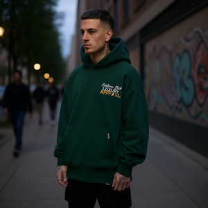 Sweat à capuche surdimensionné personnalisé pour homme en molleton vert, brodé, style streetwear, coupe de luxe, pour l'hiver - Product Image 2