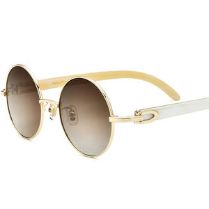 Gafas de Sol de cuerno de búfalo para hombre, gafas redondas de lujo, gafas ovaladas suntuosas, gafas de sol - Product Image 1