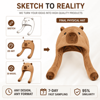 Chapeau en peluche personnalisé Capybara, jouet doux, fabricant OEM ODM, chapeau d'animal en peluche personnalisé avec longues bras, haute qualité, vente en gros