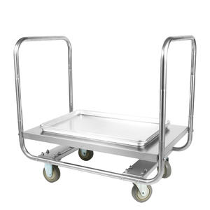 दोहरे हैंडल कारखाने थोक संग्रह ट्रे के साथ बड़ी क्षमता स्टेनलेस स्टील पैलेट ट्रॉली - Product Image 4