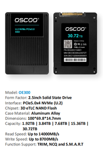 OSCOO OE 300 Enterprise PCIe 5,0 3D eTLC Interfaz U.2 de aleación de aluminio de 2,5 pulgadas - Product Image 5