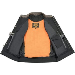 2025 cuir hommes Premium Club-Style moto gilet MLM3513 avec boutons-pression et fermeture à glissière Auto Racing Wear - Product Image 5