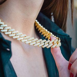 קלאסי זול 12mm קובני שרשרת אייס מתוך ריינסטון אבץ סגסוגת 18K זהב מיאמי קובני קישור שרשרת סיטונאי אייס מתוך תכשיטים - Product Image 5