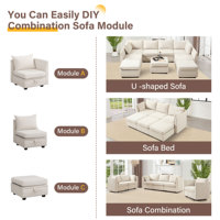Ensemble de canapés modulaires en tissu VANBOW avec boîte de rangement, canapé sectionnel en forme de L convertible, coussin amovible