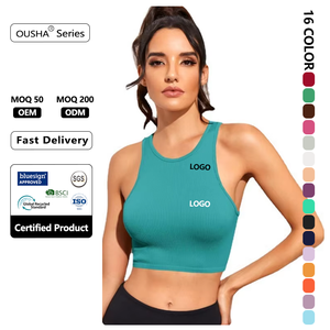 Canotta da <span class=keywords><strong>donna</strong></span> senza maniche per Yoga sportiva in maglia traspirante senza cuciture per il <span class=keywords><strong>Fitness</strong></span> <span class=keywords><strong>Top</strong></span> da palestra per adulti - Product Image 1