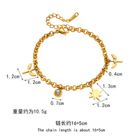 Bracelet à maillons en acier inoxydable plaqué or 18 carats avec étoile à huit branches, style européen et américain, pour femme, cadeau tendance