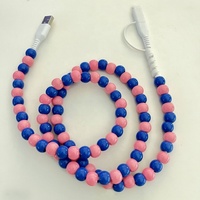 Câble de charge de téléphone personnalisé avec perles colorées, vert rose, type C, blindage tressé, longueur 1 m, transfert de données 2,4 A, 2-en-1