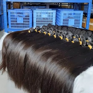 Paquets d'extensions de cheveux doublement étirés, cheveux humains super doublement étirés droits, cheveux indiens bruts cambodgiens non traités et doublement étirés - Product Image 4