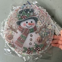 Kit de peinture diamant carrée animaux de Noël, DIY, avec diamants de forme spéciale, pour enseigne suspendue en acrylique, décoration murale et de porte, pour les fêtes