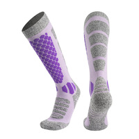 Chaussettes de ski en coton tricoté ODM personnalisées, séchage rapide, antibactériennes, anti-frottement, en tissu éponge, pour femmes, pour la montagne et la neige