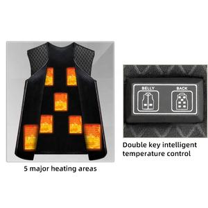 Gilet de chauffage unisexe léger rechargeable avec batterie USB 5 zones de chauffage 2 contrôleurs séparés pour garder le corps au chaud - Product Image 6