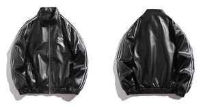Giacca da uomo con Logo personalizzato in ecopelle giacca da Varsity Vintage da corsa per <span class=keywords><strong>moto</strong></span> con grafica Bomber giacca oversize Streetwear