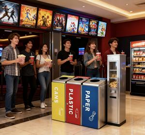 Poubelle extérieure en acier inoxydable à double compartiment, bac d'assainissement public, boîte de recyclage des déchets anti-odeurs - Product Image 5