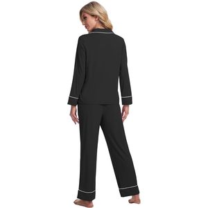 Ensemble de pyjama pour femmes BambooBud, 2 pièces, manches longues, vêtements de nuit en tricot respirant, viscose de bambou, S-XXL - Product Image 4