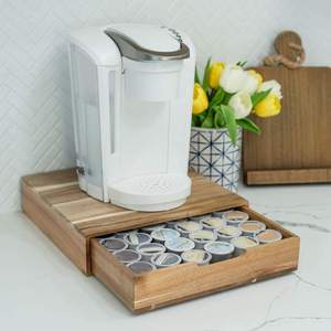 Acacia Legend Custom Coffee Pod Holder Wood Coffee Bar accessori <span class=keywords><strong>Organizer</strong></span> <span class=keywords><strong>per</strong></span> bancone accessori <span class=keywords><strong>da</strong></span> <span class=keywords><strong>cucina</strong></span> in bambù 34*34*8CM - Product Image 3