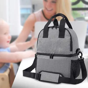 Breast Pump Bag Tote With Cooler Compartment For Breast Pump Cooler Bag Breast Milk Bottles Double Layer Lunch Cooler Bags