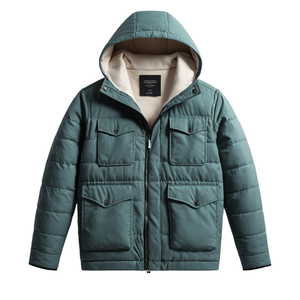 เสื้อแจ็คเก็ตมีฮู้ดผู้ชาย ผ้าฝ้าย 100% น้ำหนักเบา อุ่น ทนทาน ระบายอากาศได้ดี เสื้อคลุมฤดูหนาว เป็นมิตรกับสิ่งแวดล้อม ทรงลำลอง สไตล์สตรีทแวร์ - Product Image 1