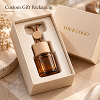 Flacon vide pour diffuseur de parfum de voiture à suspendre, flacon ambré pour huiles essentielles, avec bouchon en bois et boîte d'emballage