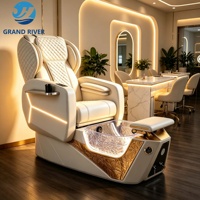 Fauteuil de pédicure personnalisé en gros avec massage, fauteuil de pédicure de luxe pour salon de beauté, fauteuil de manucure et pédicure avec éclairage