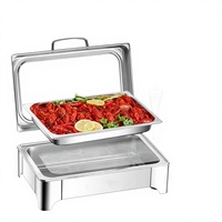 Juego de Recipientes para Buffet Portátiles de Lujo Plateados, Calentador Eléctrico Comercial de Acero Inoxidable con Recipiente de Vidrio Transparente y Grueso