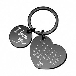 Llavero Metálico Personalizable con Calendario DIY, Logotipo Personalizado, Acero Inoxidable, Grabado Láser en Forma de Corazón, Código QR - Product Image 5
