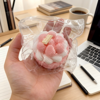 Jouet Squishy en Silicone Tarte Framboise Sakura, Jouet Anti-Stress Souple à Presser, Simulation de Dessert pour Adolescents et Adultes