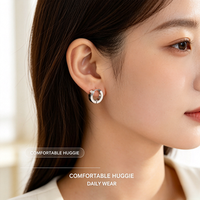 Boucles d'oreilles créoles punk en acier inoxydable avec diamants, prêtes à l'emploi, vente en gros, bijoux d'oreille unisexe
