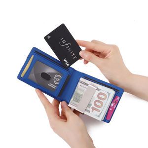 슬림 한 <span class=keywords><strong>rfid</strong></span> 차단 알루미늄 팝업 스마트 카드 홀더 지갑 남성 지갑 가죽 탄소 섬유 돈 클립 - Product Image 5