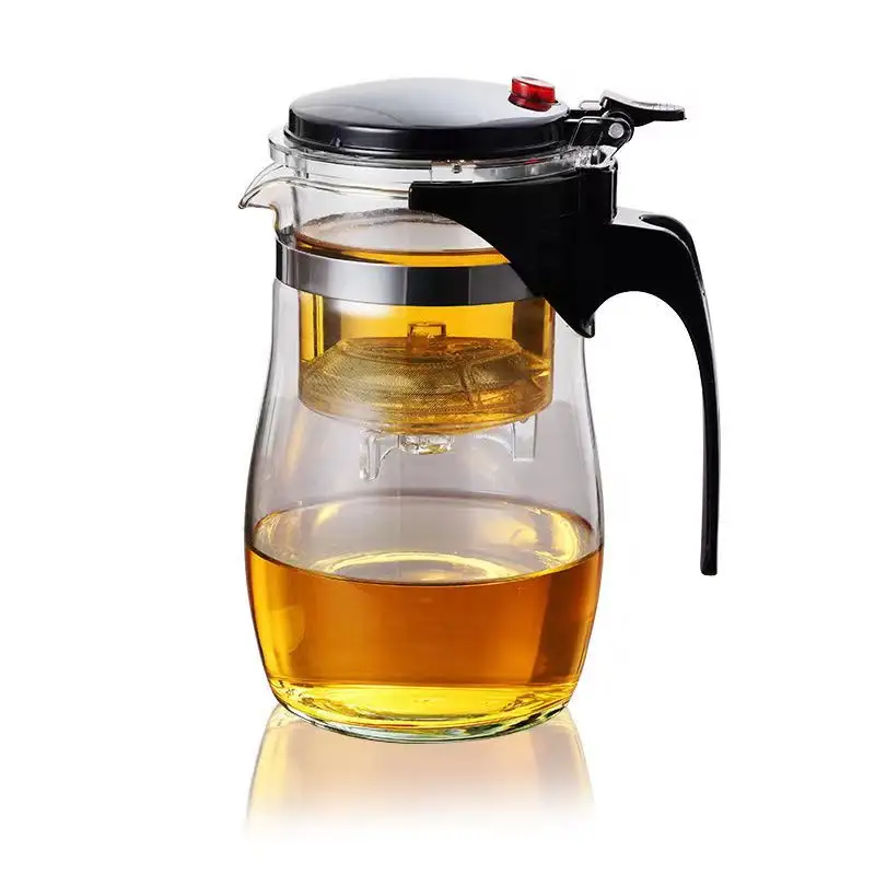 Glass Tea Strainer Cup 750ML New Design Office Glass Tea Pots With Infuser Glass Kettle With Lid