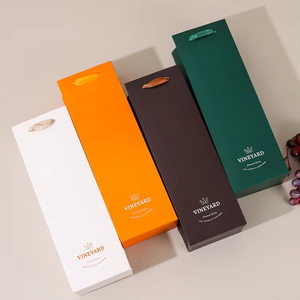 Op maat gemaakte luxe bruine handvat-wijnzak van papier voor wijnflessen met uw eigen logo - Product Image 5