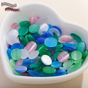 Perles ovales en pierre œil de chat en verre pour la décoration des ongles, accessoires de bijoux DIY - Product Image 4