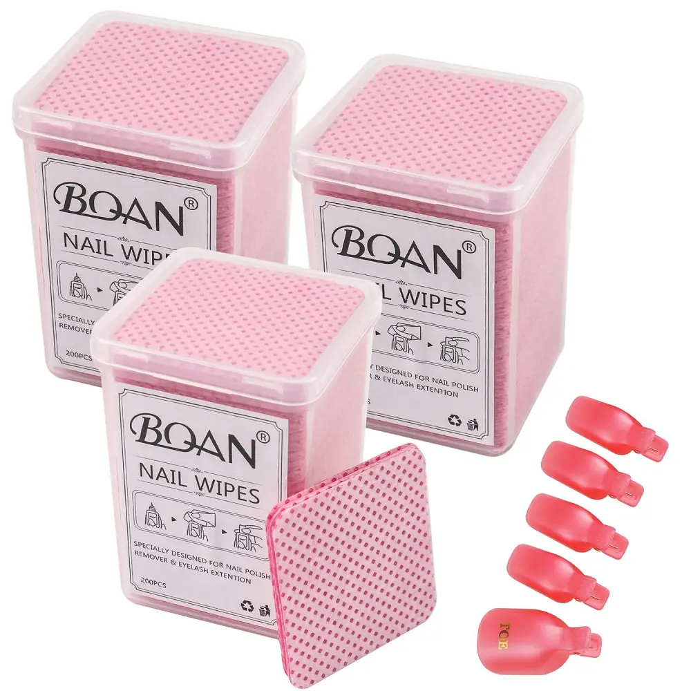 BQAN – tampons en coton Polyester 100%, étiquettes privées, alcool non pelucheux, lingettes pour ongles, tampons dissolvant de vernis à ongles